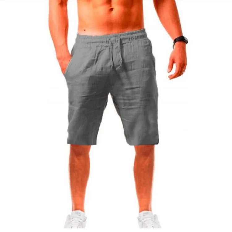 Short Japonais en Lin Classique Gris