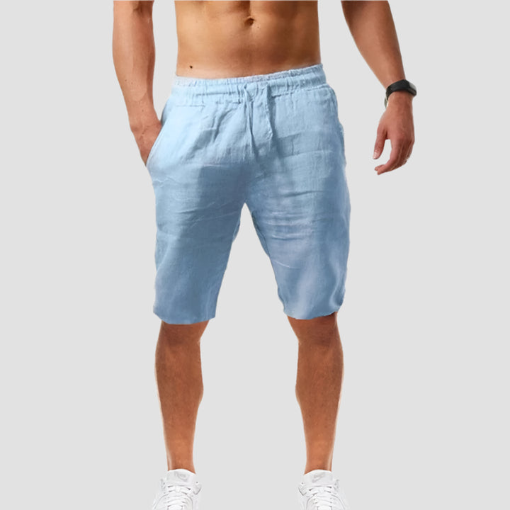 Short Japonais en Lin Classique Bleu