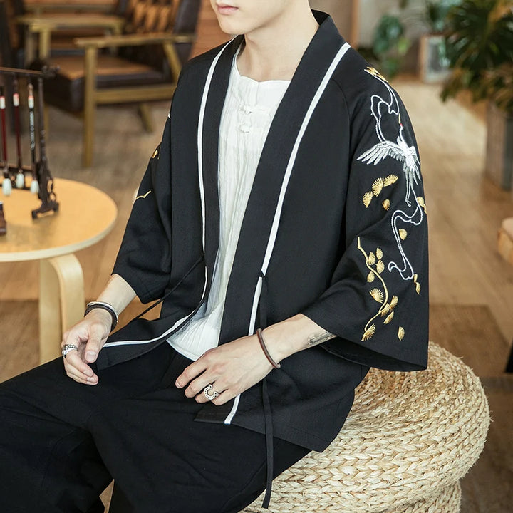 Veste Kimono Homme Elégante Noir