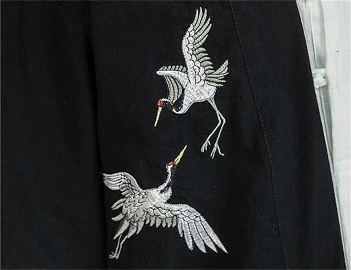 Veste Kimono Homme Grues en Lin Tendance