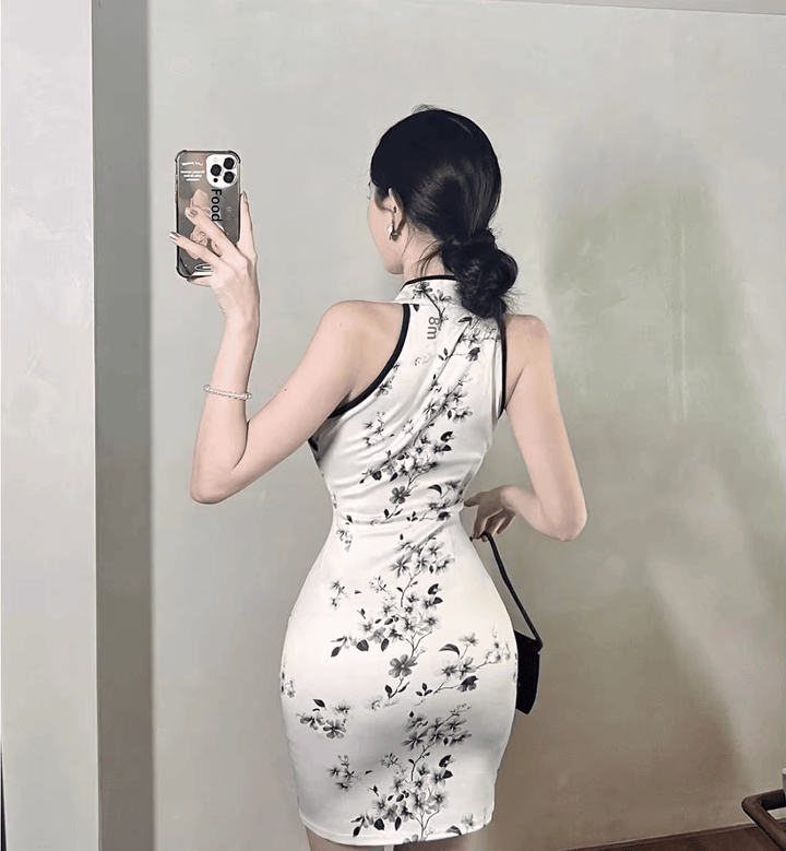 Robe Japonaise Blanche Sexy Sans manches