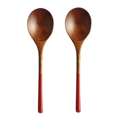 Cuillere en Bois Japonaise Manche Rouge