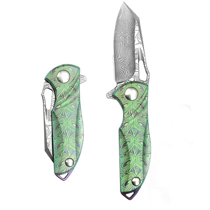 Couteau Pliant Damas Japonais Vert