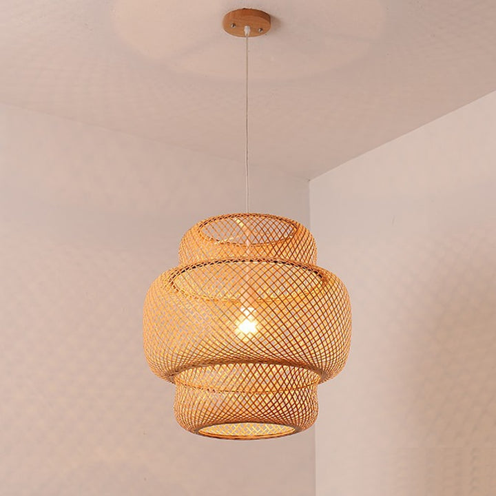 Lampe Suspendue en Bois Japonais