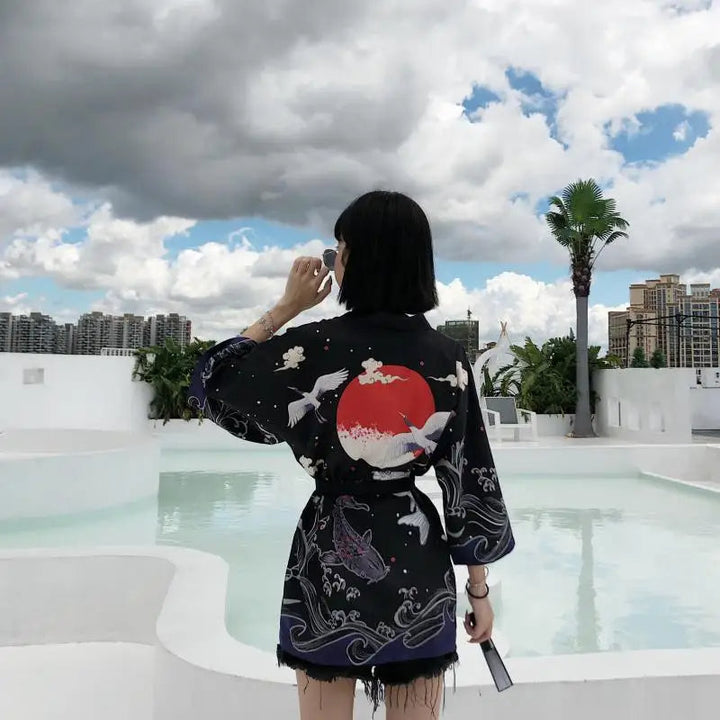 Veste Forme Kimono Femme Grues