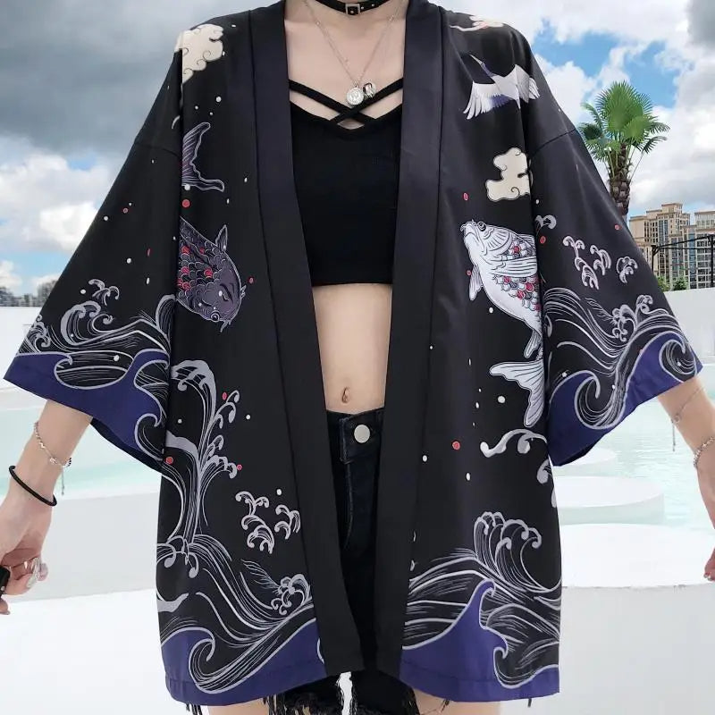 Veste Forme Kimono Femme Grues