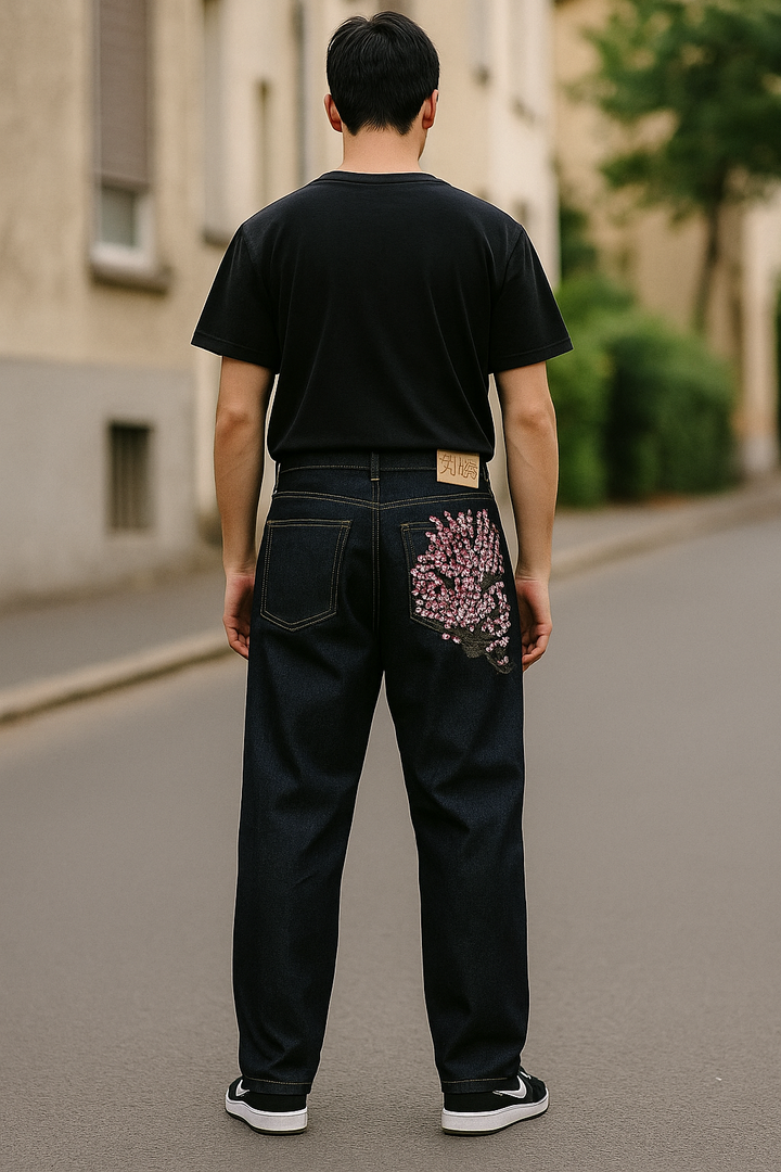 Baggy Japonais Brodé Sakura 