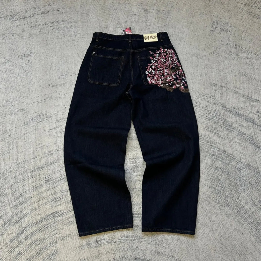 Baggy Japonais Brodé Sakura Classiques