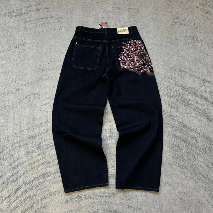 Baggy Japonais Brodé Sakura Classiques