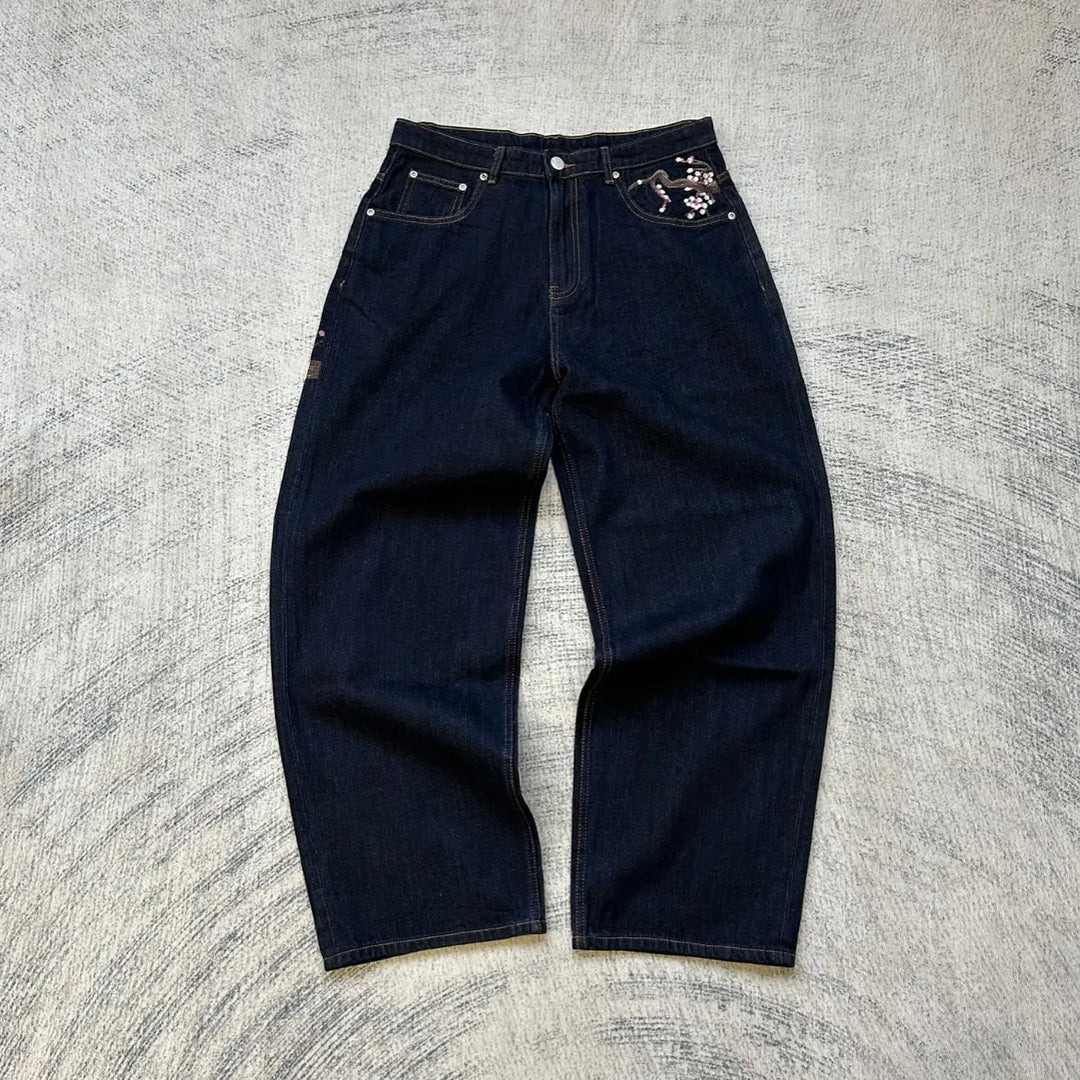 Baggy Japonais Brodé Sakura Tendance