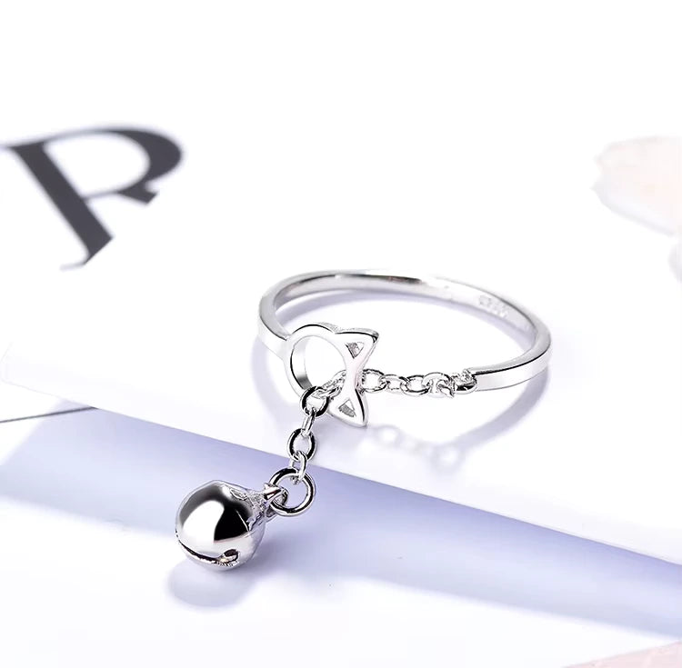 Bague Japonaise Kawaii Chat avec Cloche cuivré