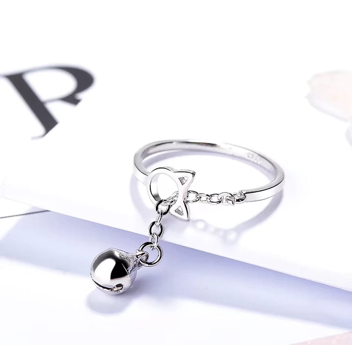 Bague Japonaise Kawaii Chat avec Cloche cuivré