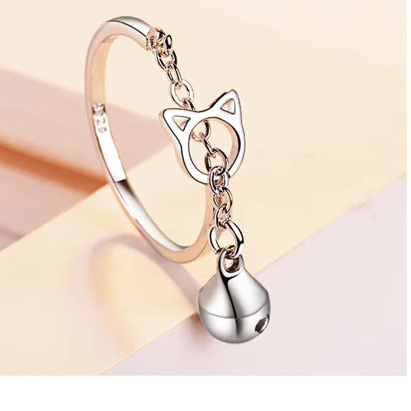 Bague Japonaise Kawaii Chat avec Cloche design