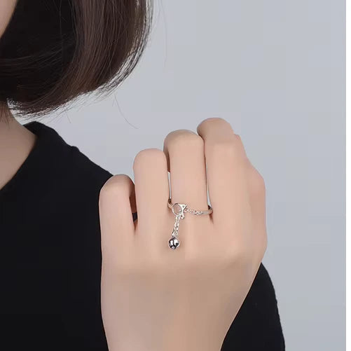 Bague Japonaise Kawaii Chat avec Cloche femme