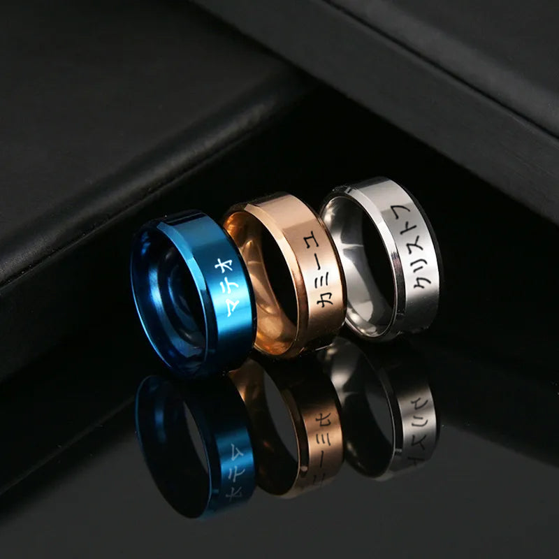 Bague Japonaise personnalisée en acier authentique