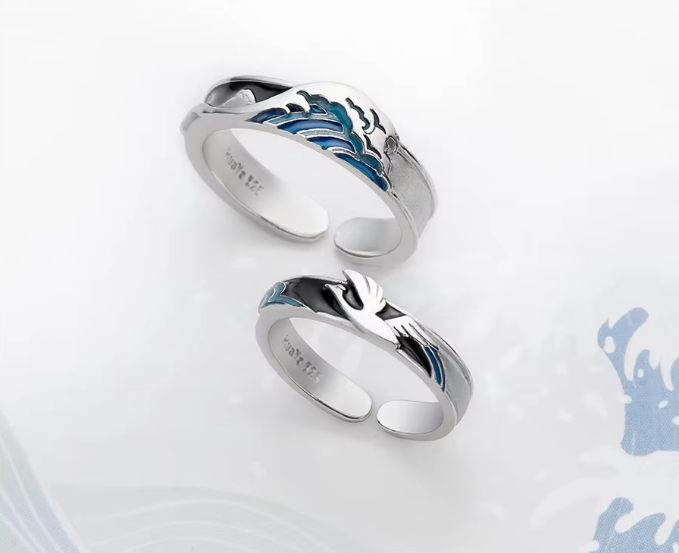 Bague couple style japonais couple