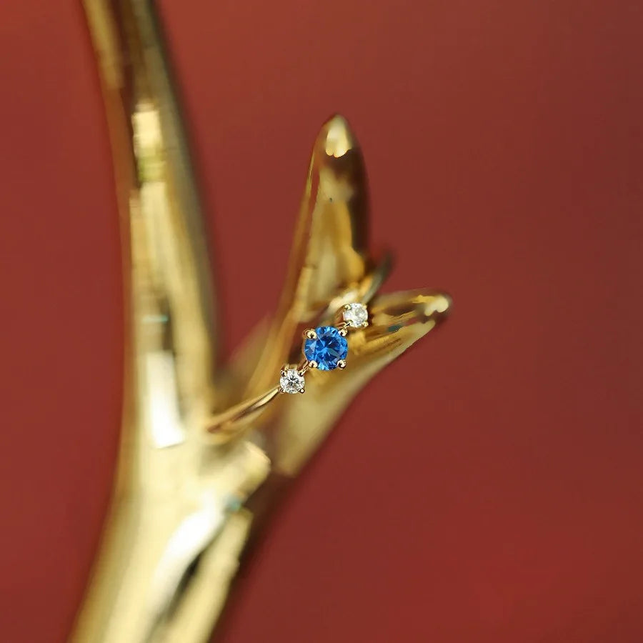 Bague de Fiançailles Japonaise en Zircon Bleu de qualité