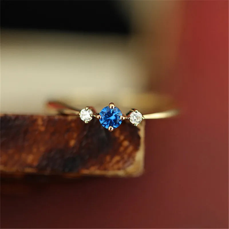 Bague de Fiançailles Japonaise en Zircon Bleu élégant