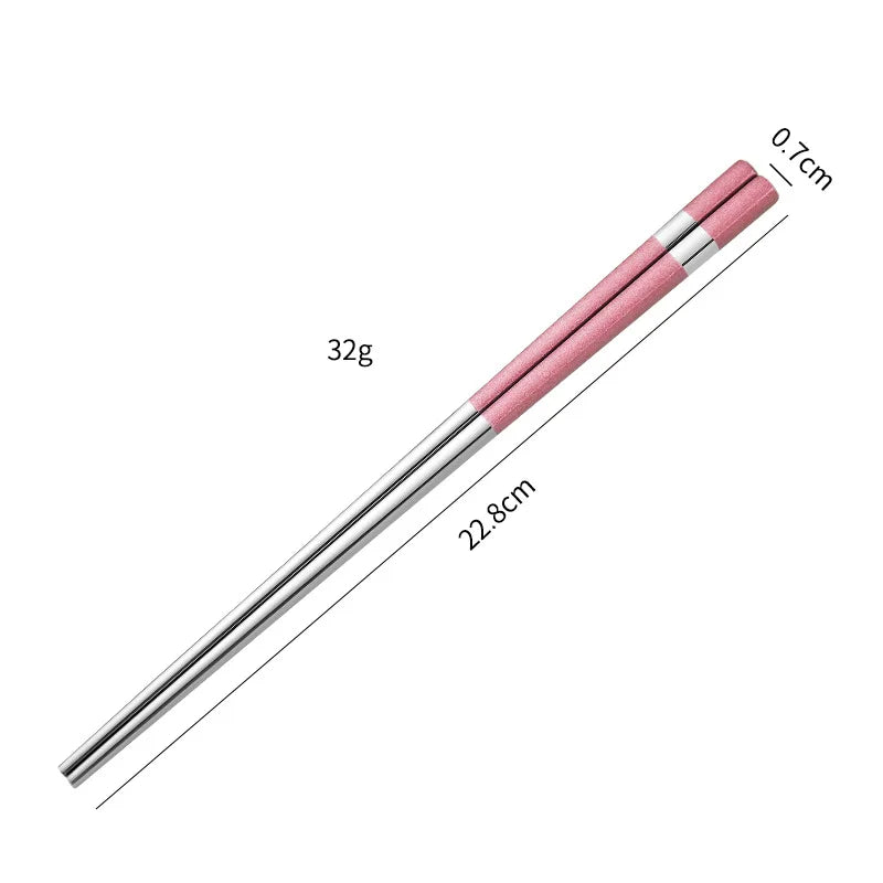 Baguette Japonaise en Inox Colorée Rose