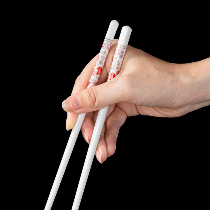 Baguettes Japonaises Blanches Fleuries 