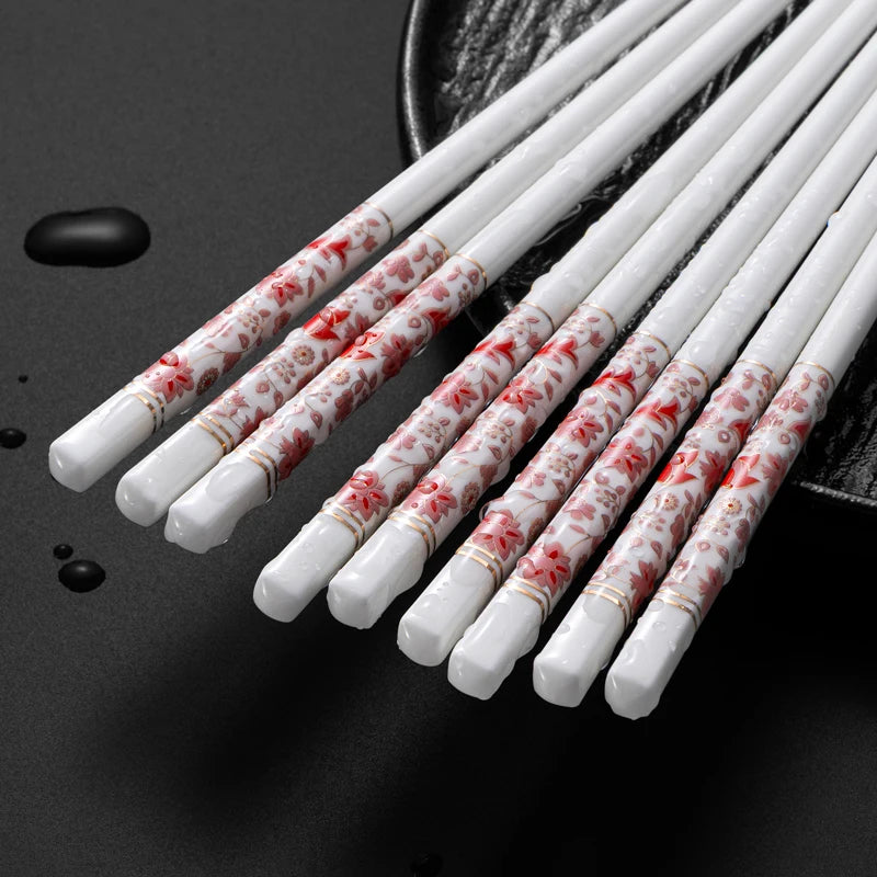 Baguettes Japonaises Blanches Fleuries élégantes