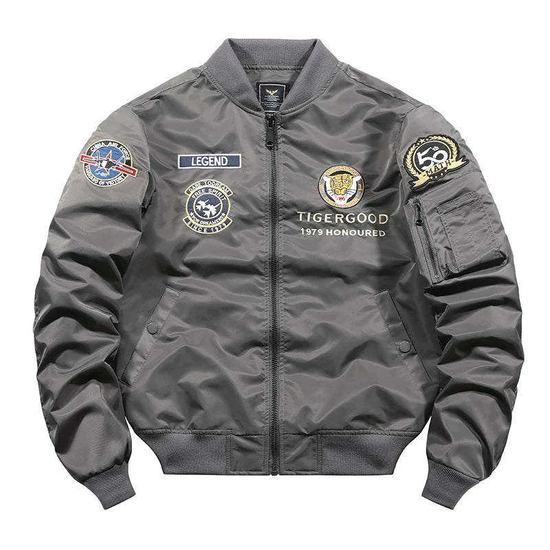 Bomber Japonais Tête de Tigre Gris Devant