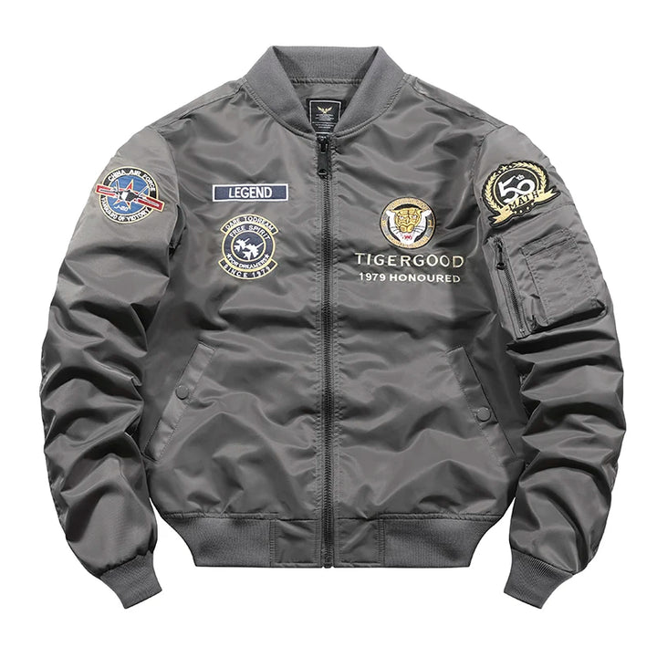 Bomber Japonais Tête de Tigre Gris Devant