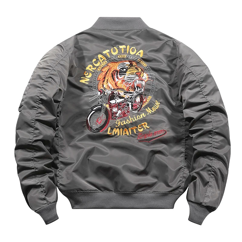 Bomber Japonais Tête de Tigre Gris Dos