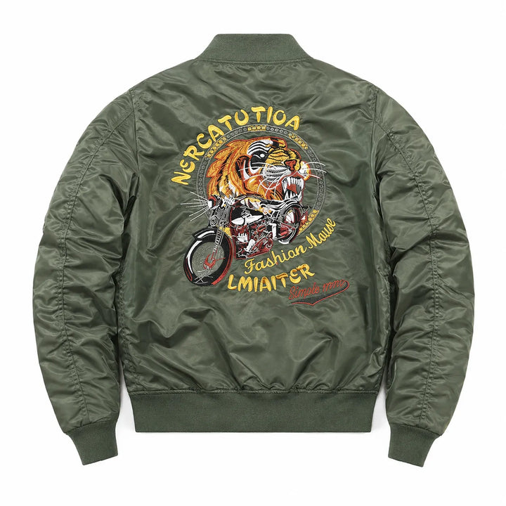 Bomber Japonais Tête de Tigre Vert Dos