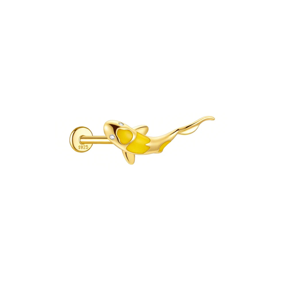 Boucle d'Oreille Hélix Carpe Koi Jaune