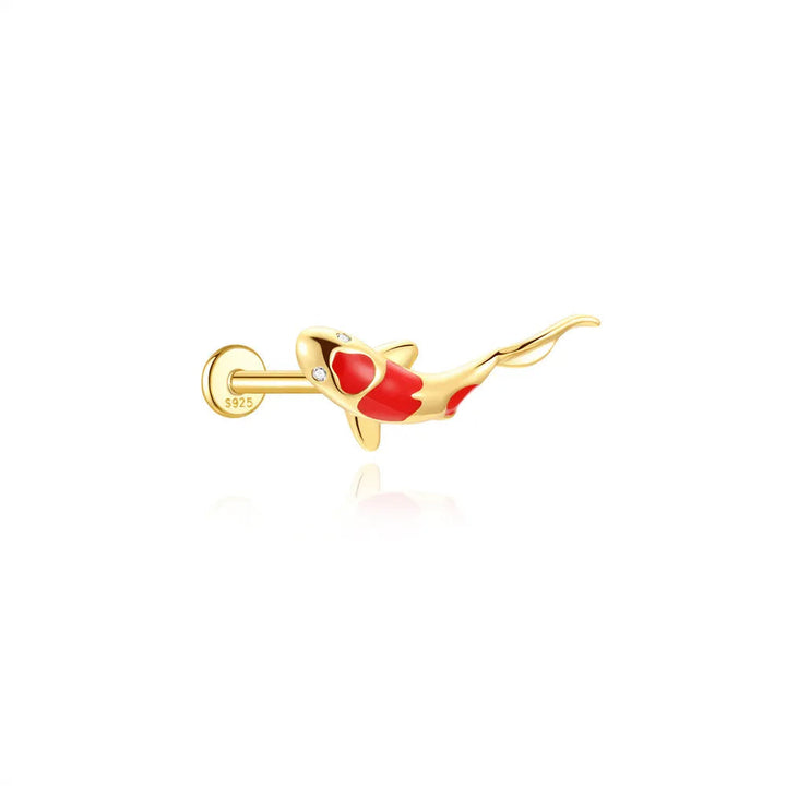 Boucle d'Oreille Hélix Carpe Koi Rouge