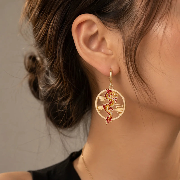 Boucle d'Oreille Japonaise Dragon Chic