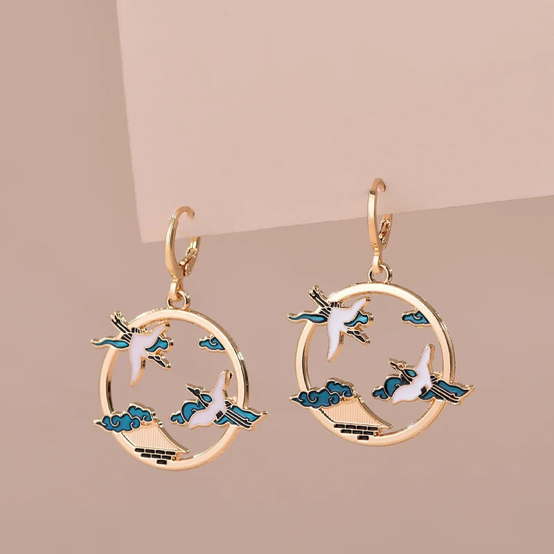 Boucle d'Oreille Japonaise Grues