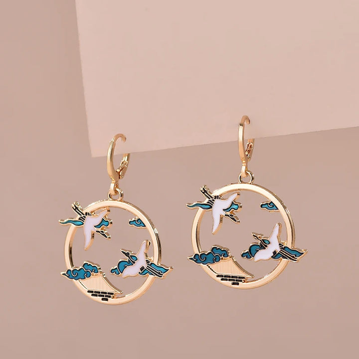 Boucle d'Oreille Japonaise Grues