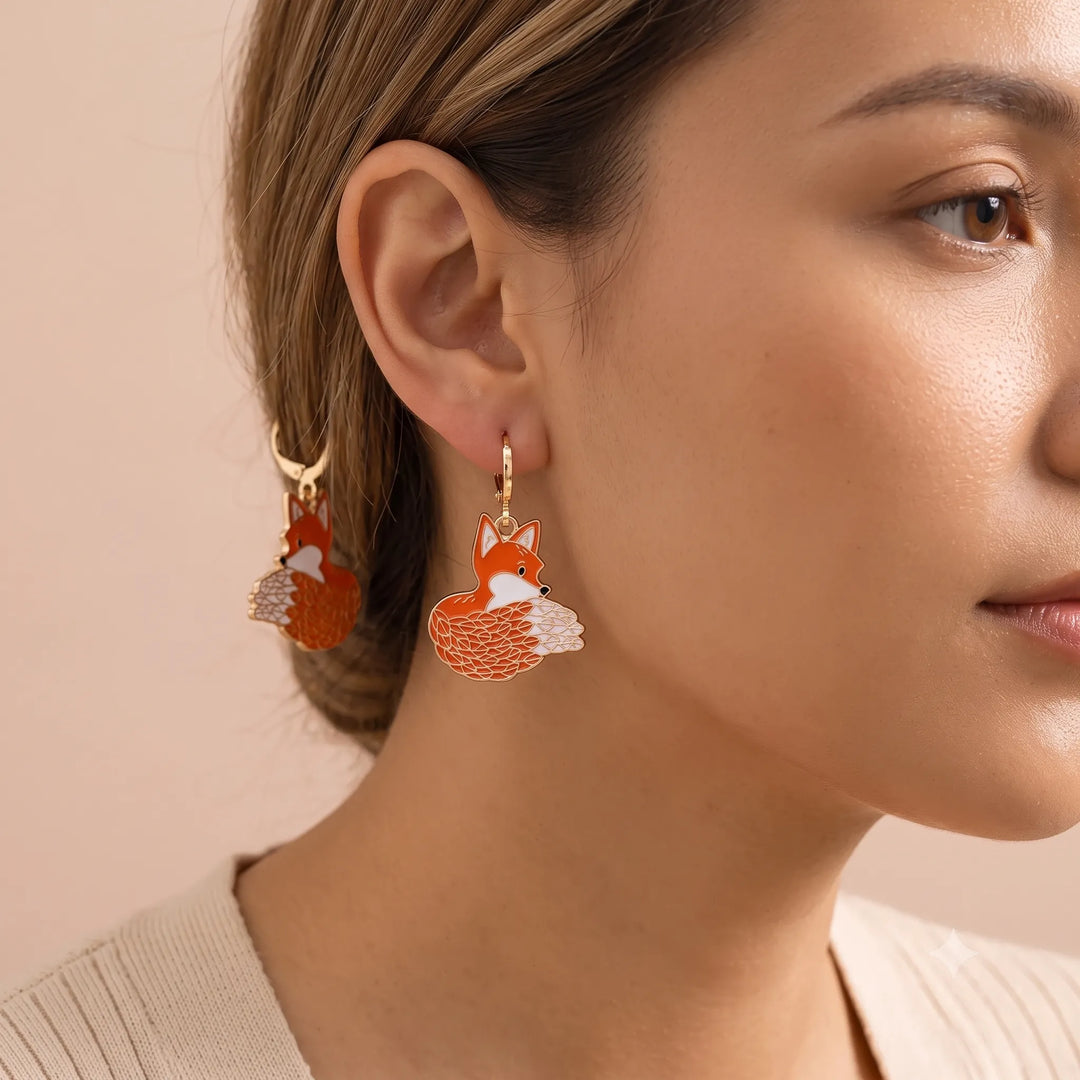 Boucle d'Oreille Japonaise Renard Unique