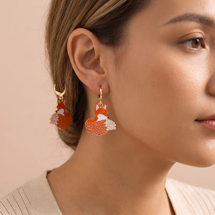 Boucle d'Oreille Japonaise Renard Unique