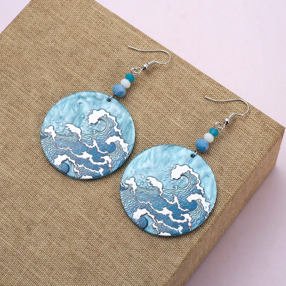 Boucle d'Oreille Pendante Kanagawa Chic