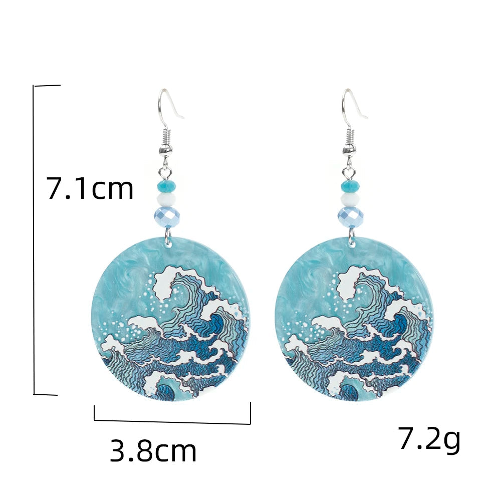 Boucle d'Oreille Pendante Kanagawa Léger