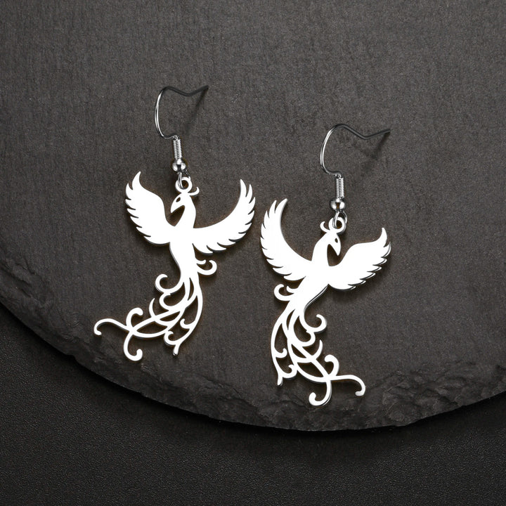 Boucle d'Oreille Phénix Japonais Argenté