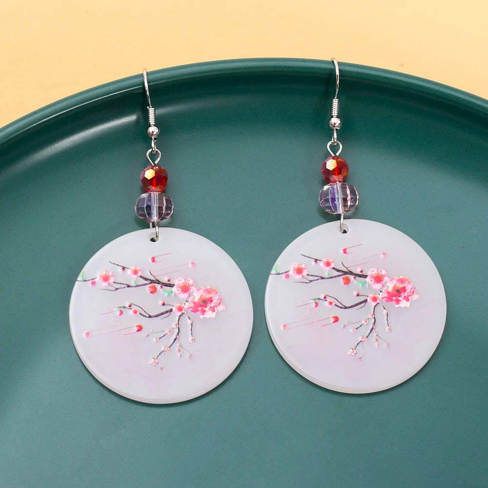 Boucle d'Oreilles Acrylique Fleur de Cerisier Unique