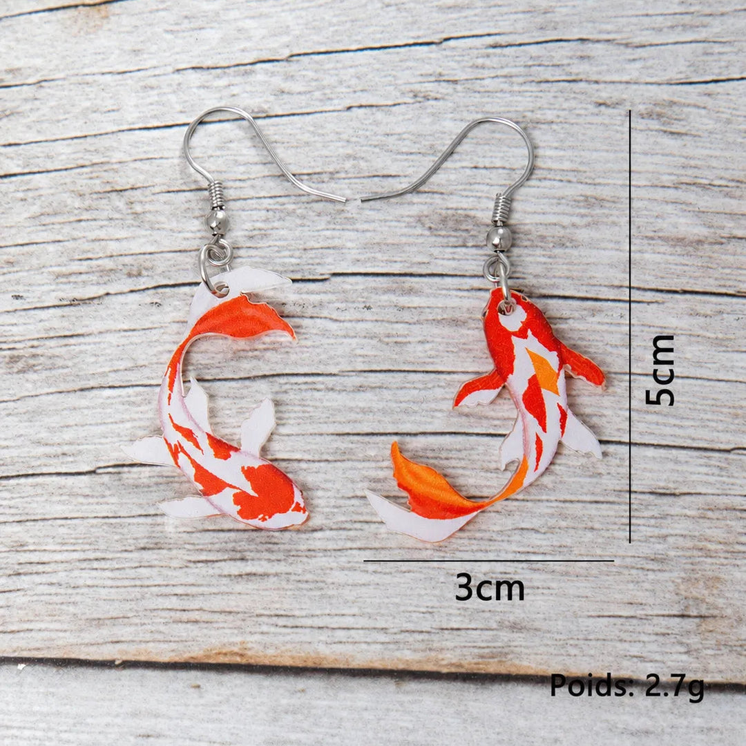 Boucle d'Oreilles Japonaise Carpe Koi Unique