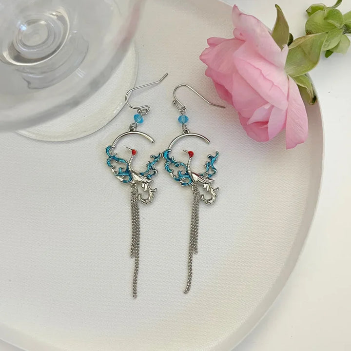 Boucle d'Oreilles Pendantes Grues Japonais