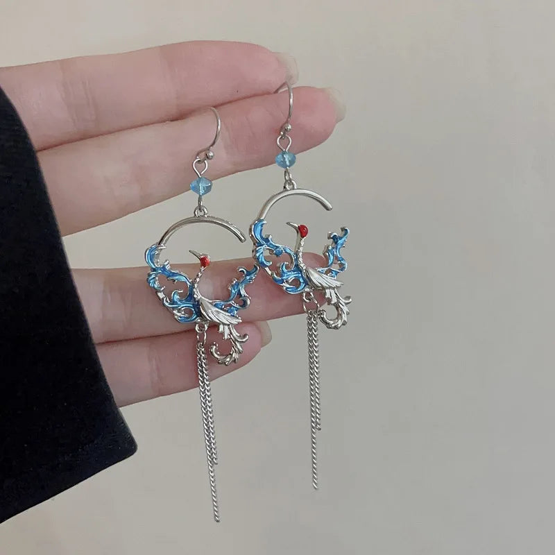 Boucle d'Oreilles Pendantes Grues Japonais Chic