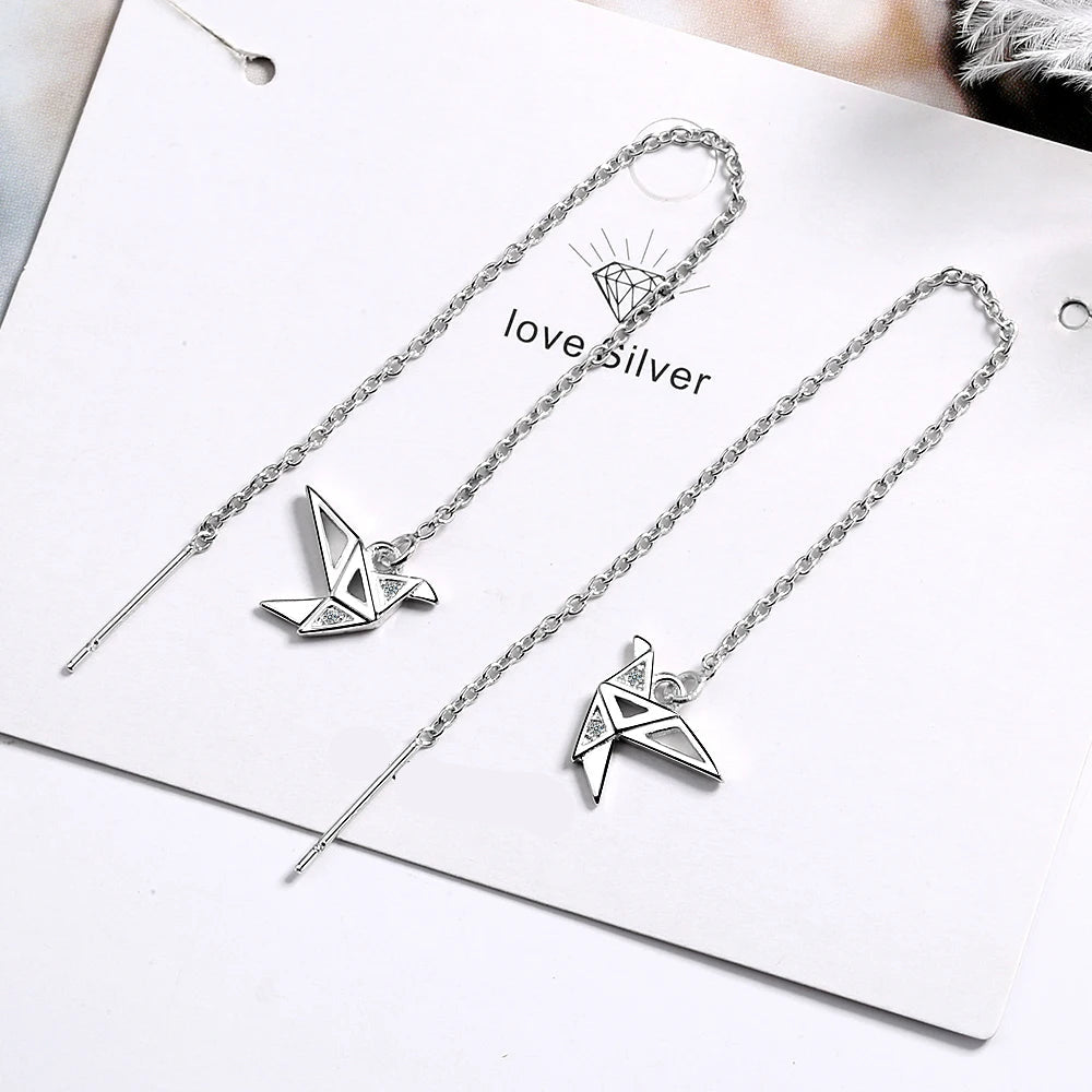 Boucle d'oreille japonais pendante Grue origami qualité