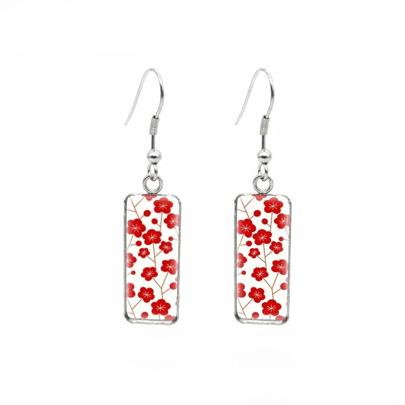 Boucle d'oreille japonaise rouge durable