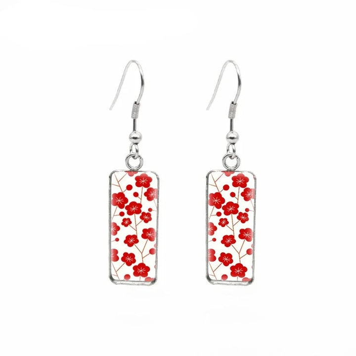 Boucle d'oreille japonaise rouge durable
