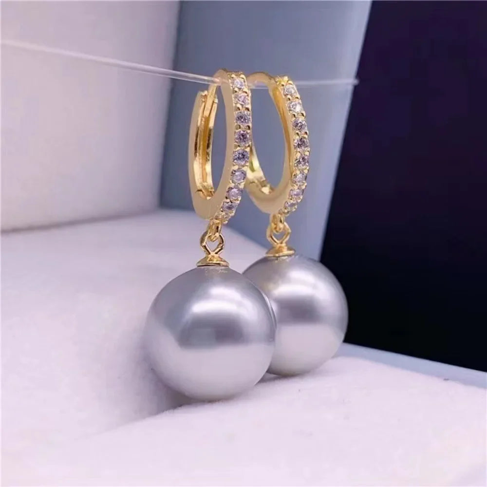 Boucle d'oreille perle japonaise champagne qualité
