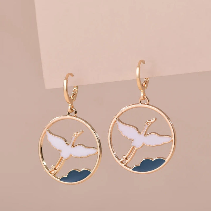 Boucles d'Oreilles Grue Blanc