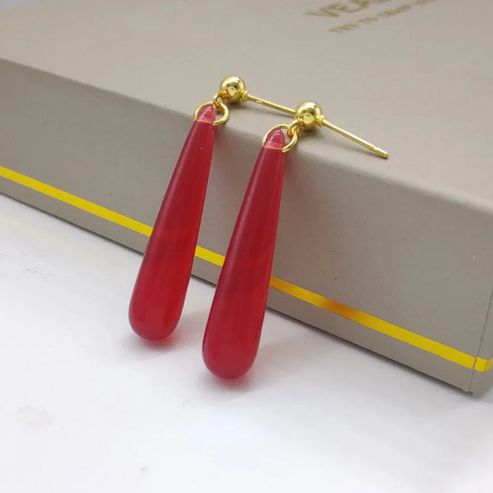 Boucles d'Oreilles Japonaises Goutte d'Eau Rouge chic