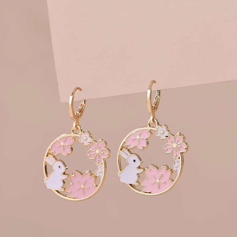 Boucles d'Oreilles Japonaises Lapin Sakura